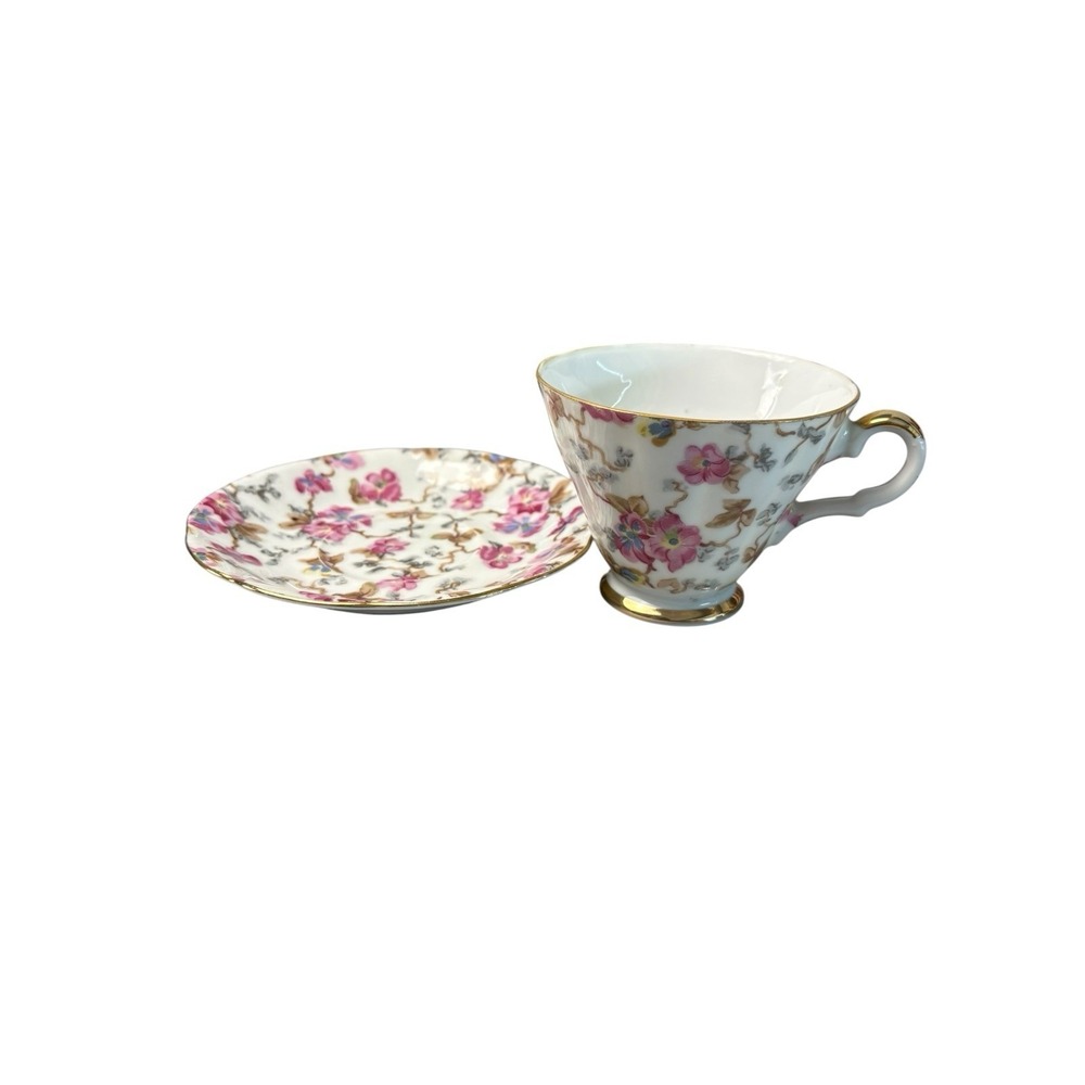 Vintage Lefton China 2119 Floral Tea Cup & Saucer Gold Trim Japan - Picture 7 of 7
